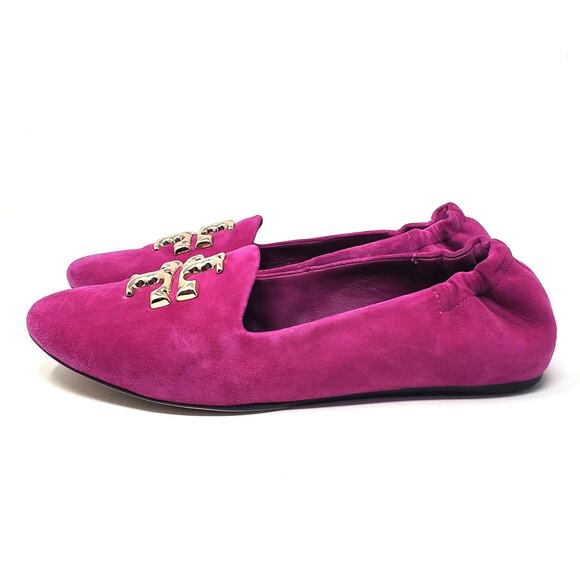 Tory Burch Eleanor Loafers Ballet Flats Fuchsia Pink Suede Leather Size US 7 - Picture 5 of 11
